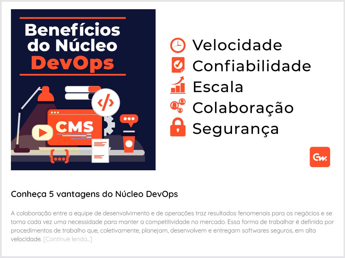 Imagem de referência para a publicação da Gateware: 5 Benefícios do Núcleo DevOps